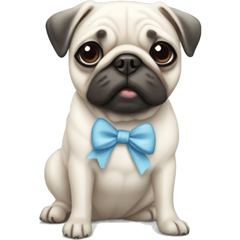 A white pug with a white bow on its head emoji