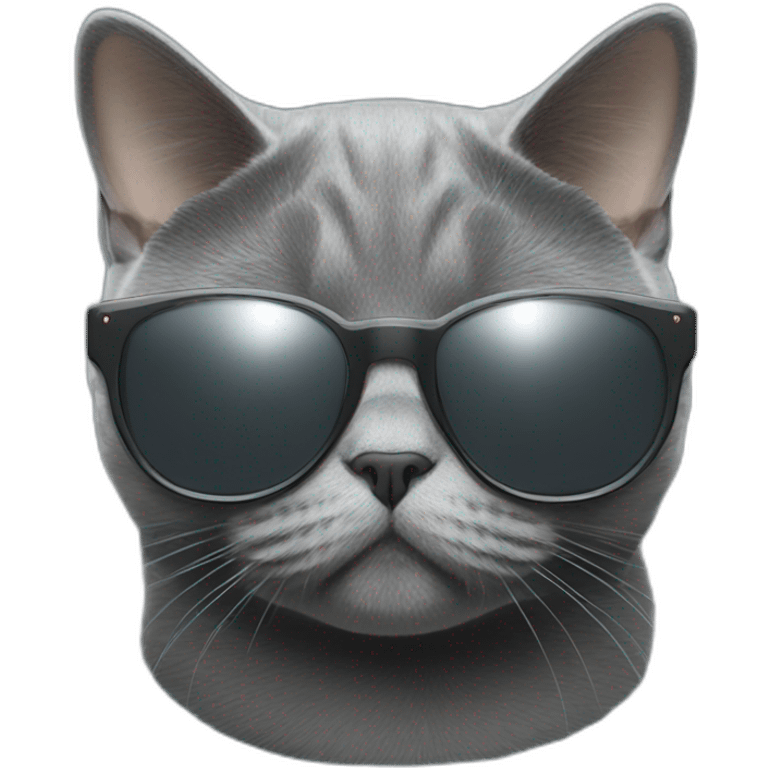 deep gray British Shorthair Cat with sunglasses use camera emoji