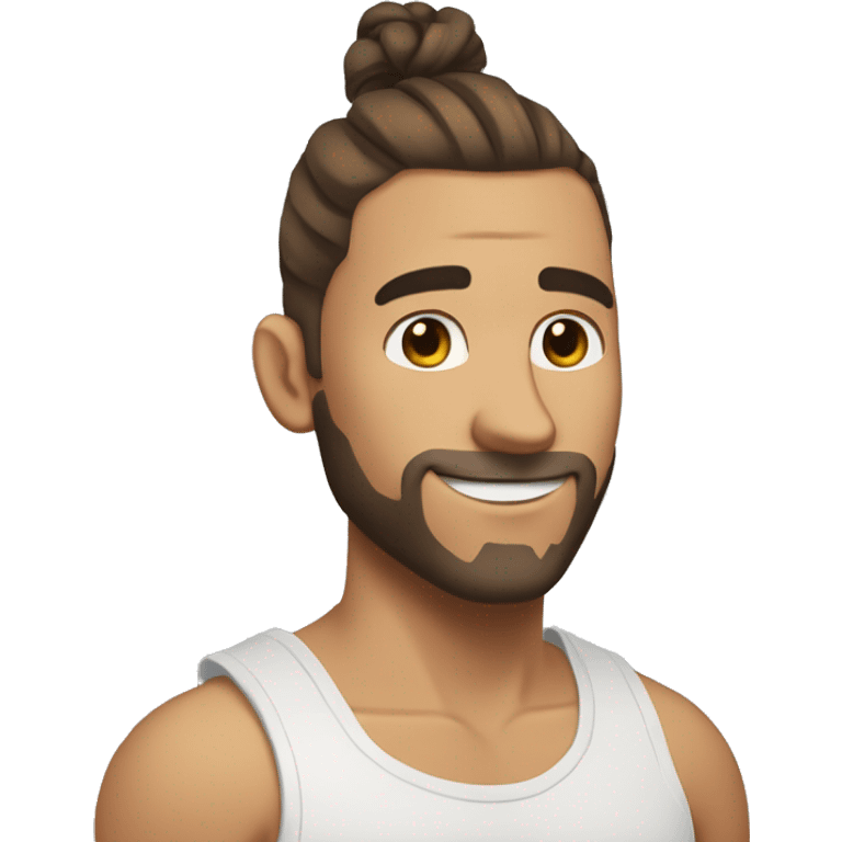 Guy with a man bun on the top and the sides is a fade he allso have a big nose he have brown hair and he is not so wite he wheres sport chlotes and hes thumb is up emoji