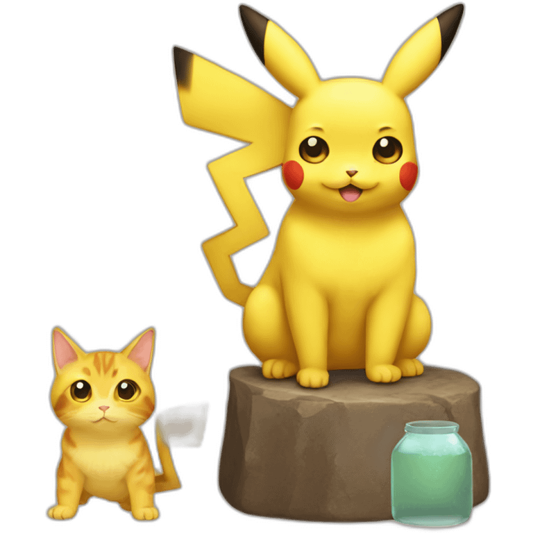 Pikachu pet a cat  emoji