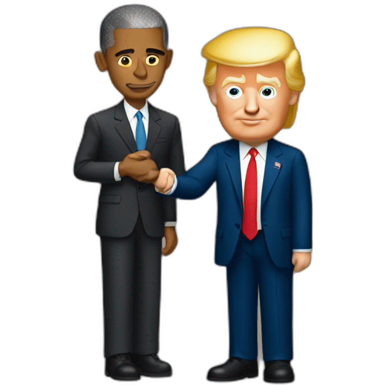 Trump holding Barack Obama emoji