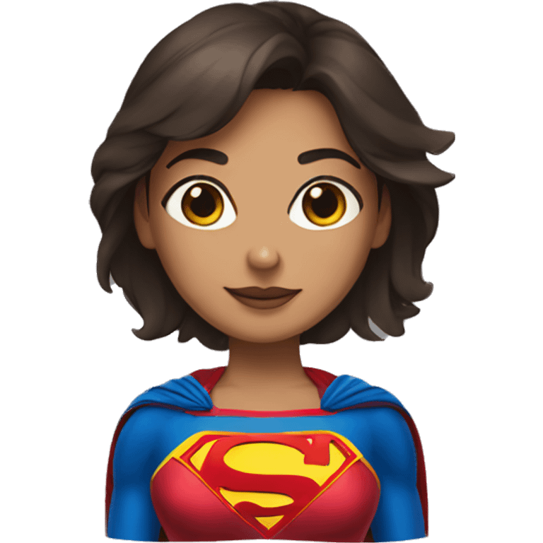 Brune girl with a superwoman costume emoji