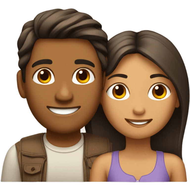 Pareja besándose chica morena y chico castaño claro emoji