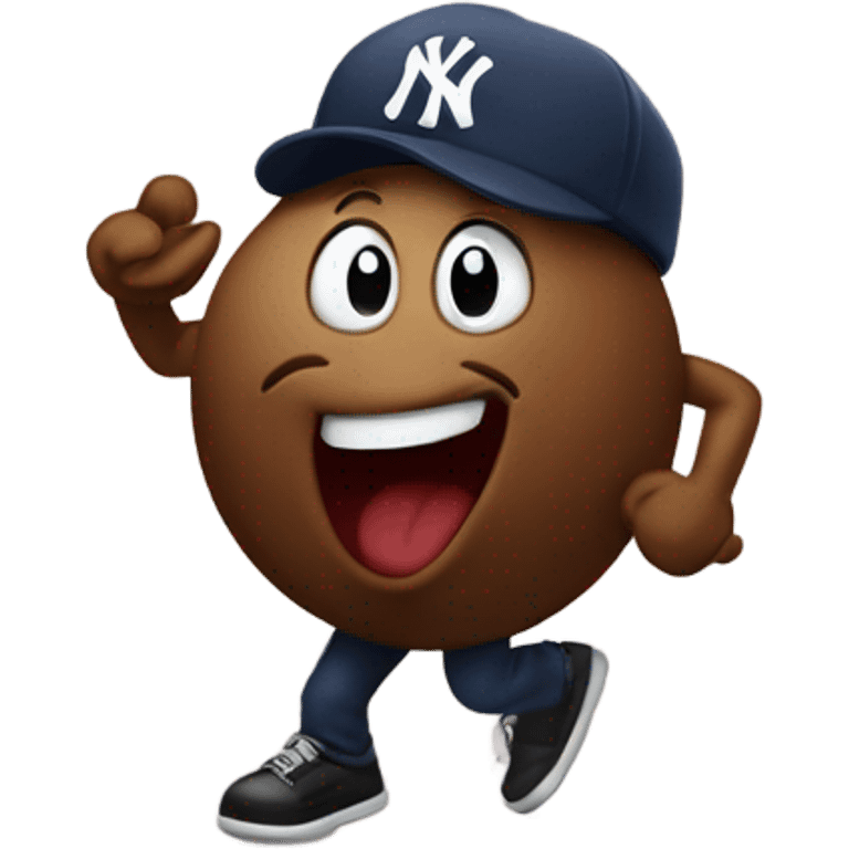 Poop wearing yankee hat dancing  emoji