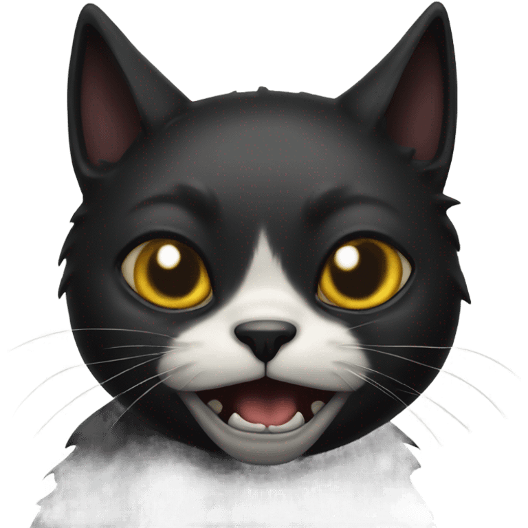 terrified black medieval cat, gothic style emoji