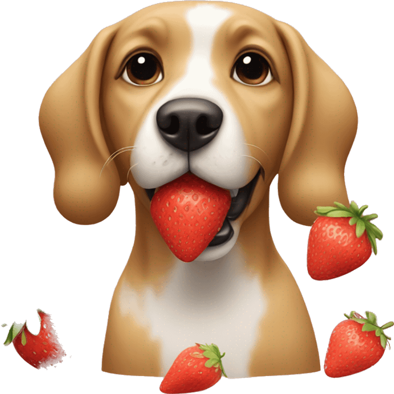 Dog with strawberry  emoji