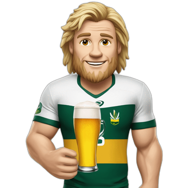 Faf de klerk with beer in hand springbok shirt emoji