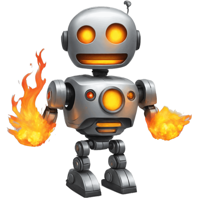 robot on fire emoji