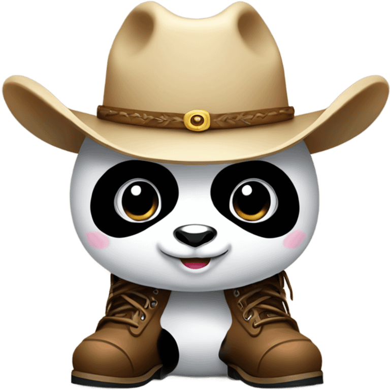 Panda with cowboy boots and cowboy hat  emoji