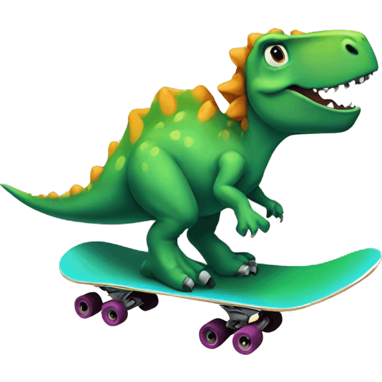 Dinosaur on skateboard emoji