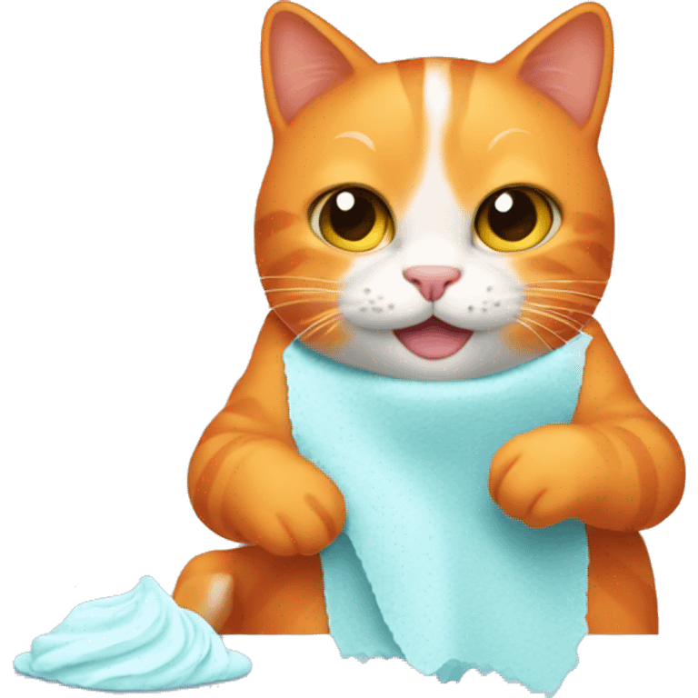 Orange Cat doing skincare  emoji