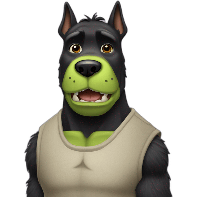 Shrek with a miniature black schnauzer emoji