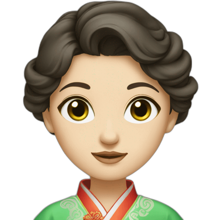 Brunette green eyes lady wear Chinese traditional clothes  emoji