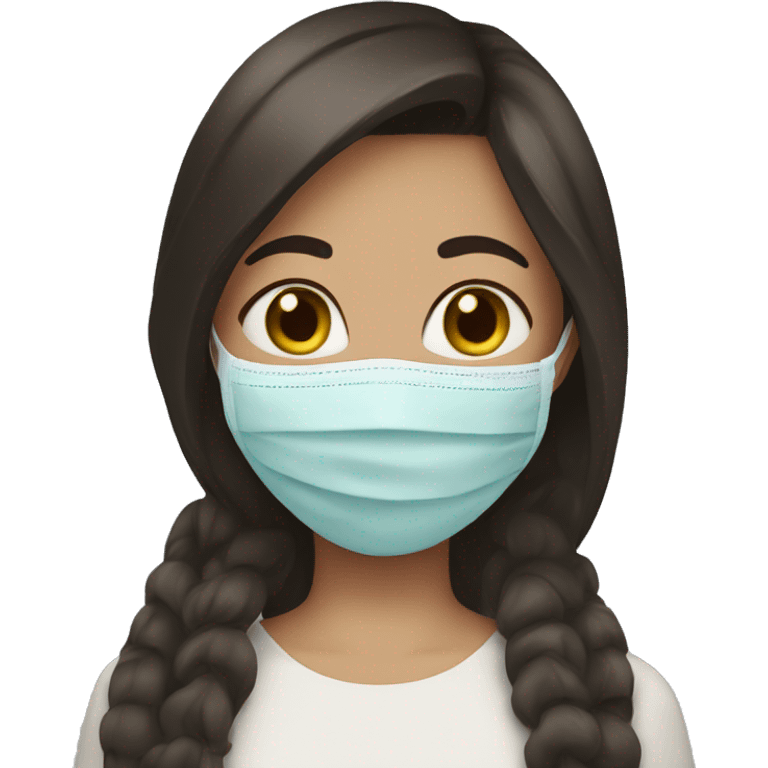 brunette girl with face mask emoji