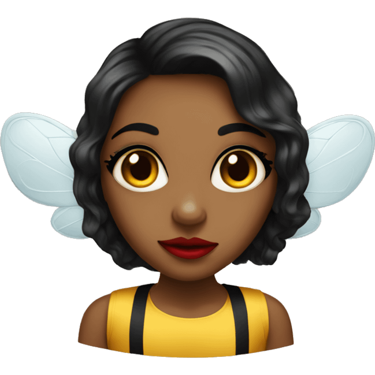 Girl bee with big red lips and black eyelashes emoji