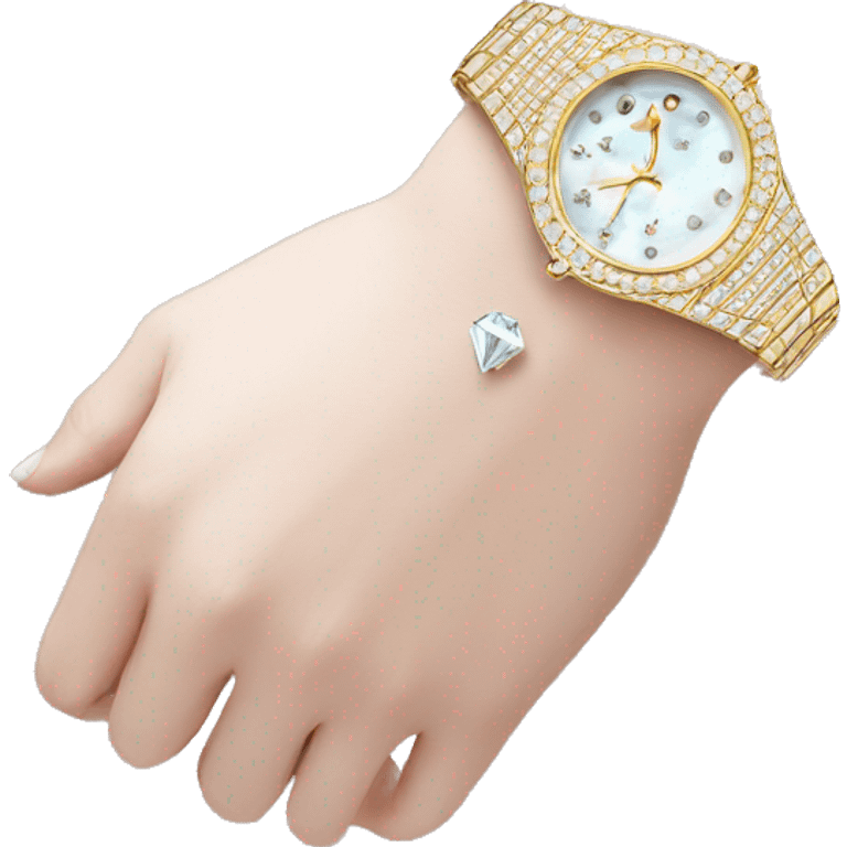 Diamond watch on wrist  emoji