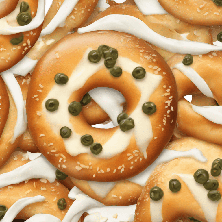 salted bagel with cream cheese, capers, and lox emoji