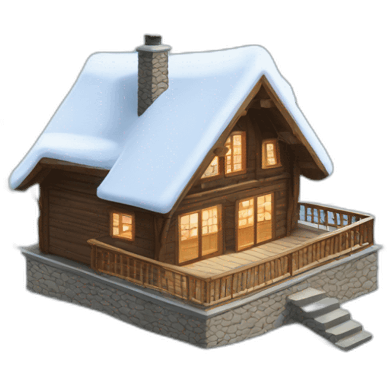 Montagne neige chalet  emoji