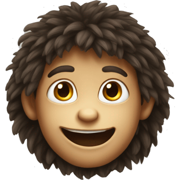 realistic solo portrait of smiling boy. Half monkey of human emoji