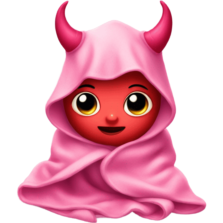 cute pink baby devil wearing blanket  emoji