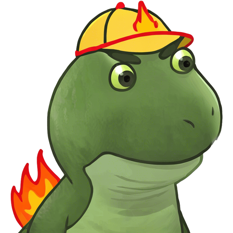 Dino with fire hat emoji