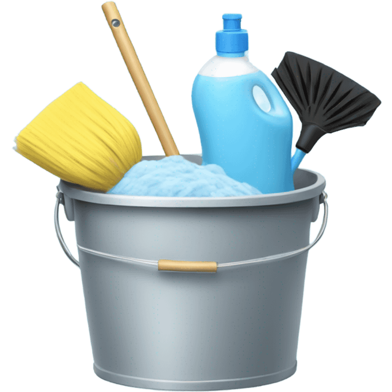 Bathroom Cleaning supplies in a bucket light blue  emoji