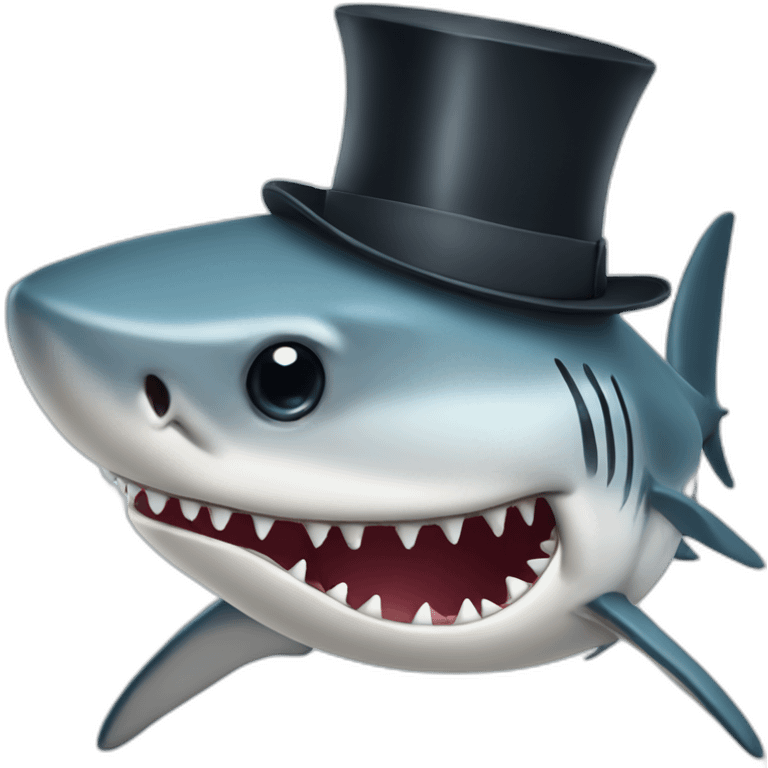 Shark with a top hat emoji