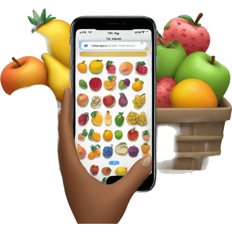 iPhone screen with web  fruit pay emoji