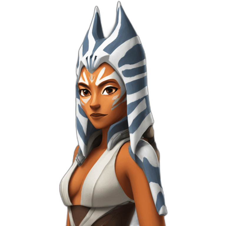 Sexy Ahsoka Tano (portrait, front facing, Apple iOS 17 style) small horns emoji