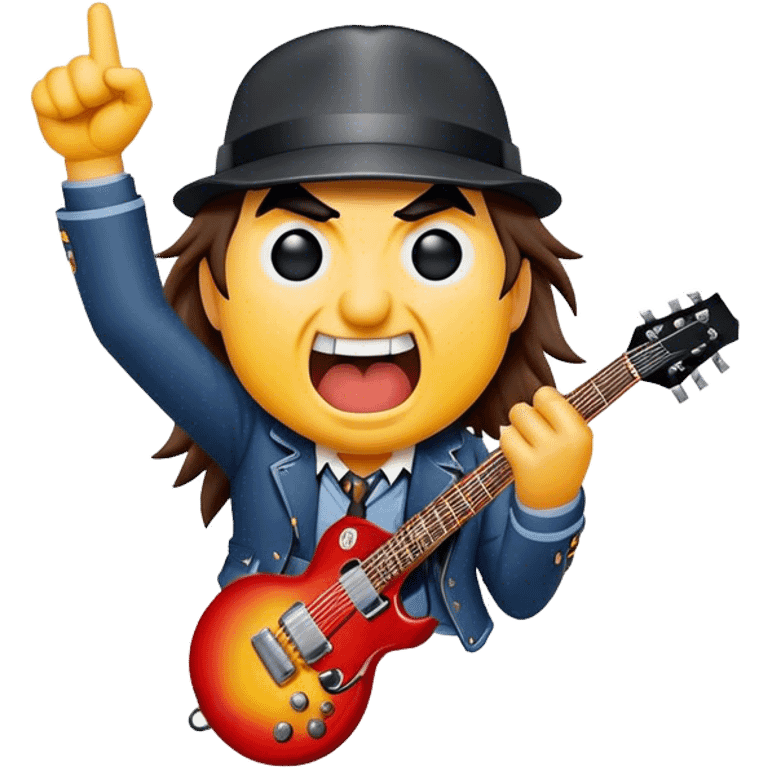 Cinematic Realistic AC/DC Pop Culture Emoji, showcasing an electrifying portrayal inspired by the legendary rock band rendered with vivid textures and energetic lighting. emoji