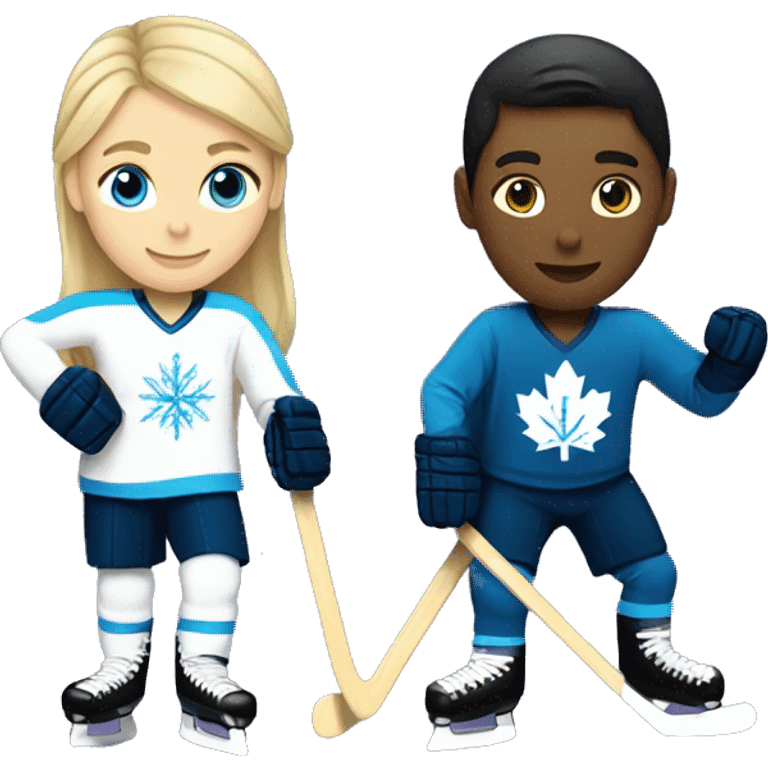 Hockey player and figure skater emoji