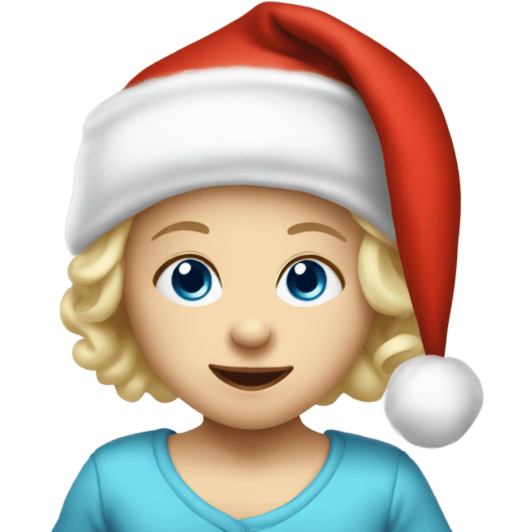 Blonde blue eyed baby wearing Santa hat  emoji