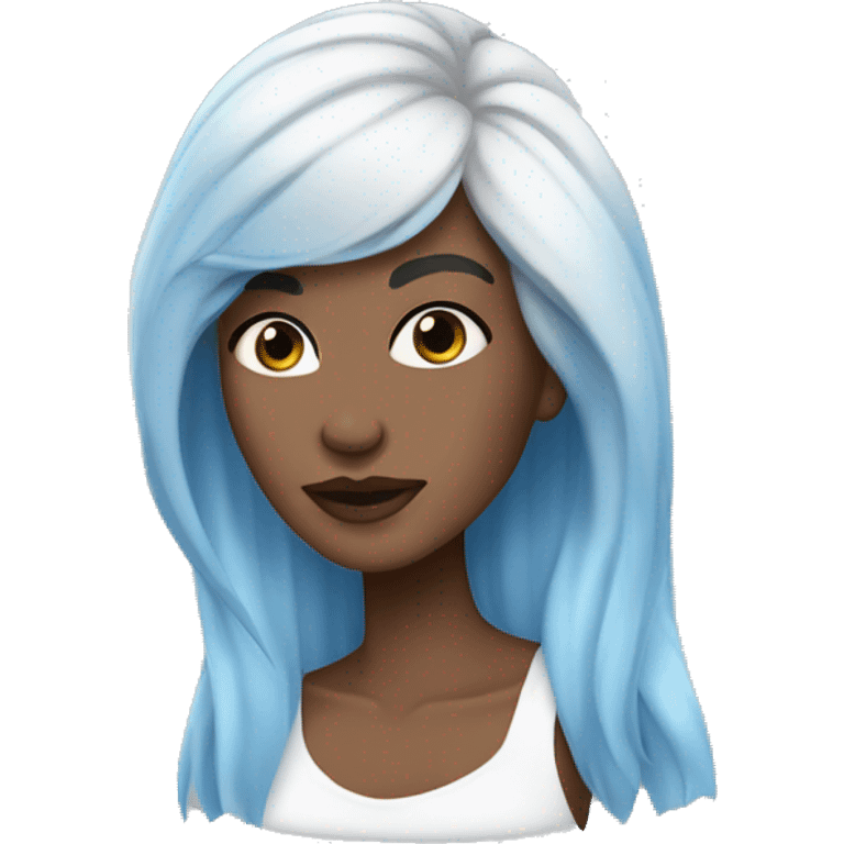 Vanessa Carlysle with blue skin and white hair color  emoji