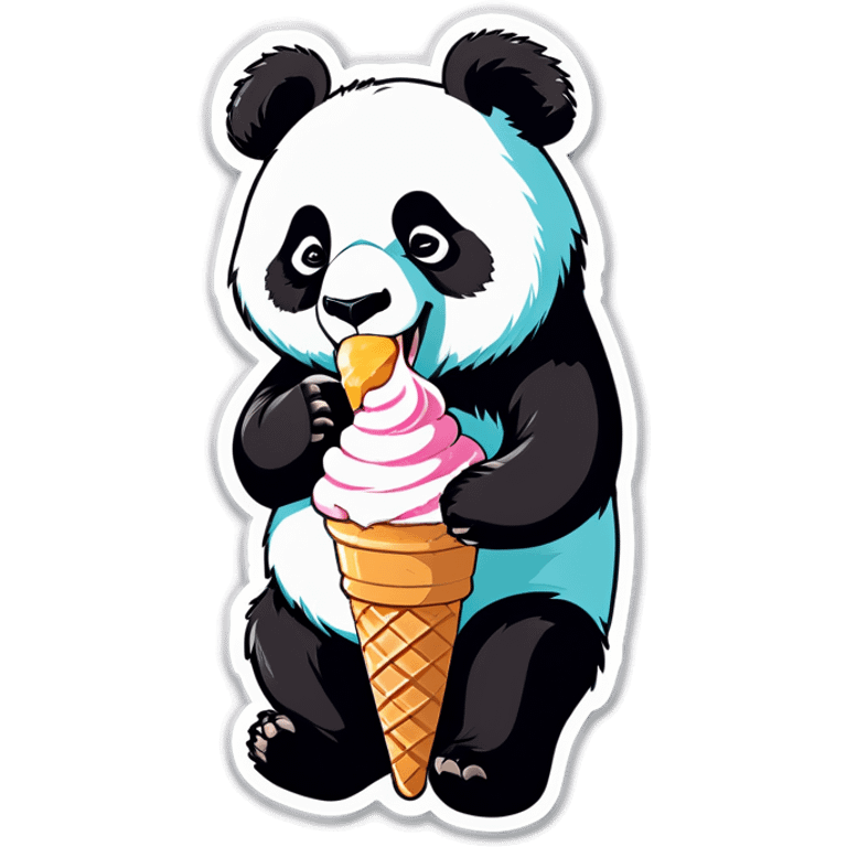 Panda eating ice cream emoji