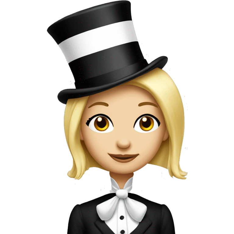 blonde girl monopoly with top hat emoji