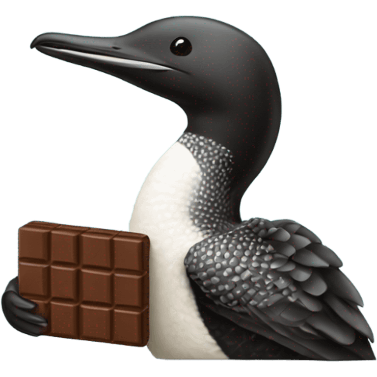 Common loon holding a chocolate bar  emoji