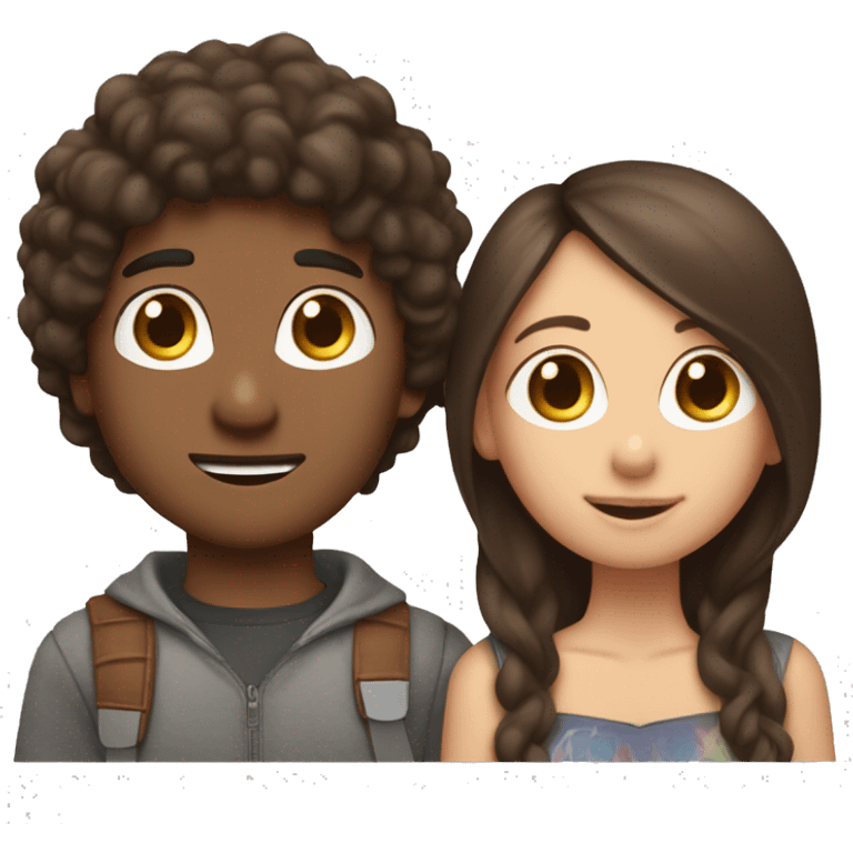 brunette girl with brunette boy with a dashaund ￼  emoji