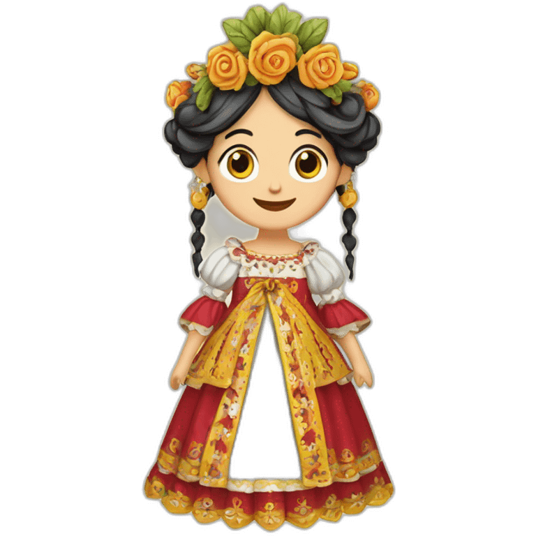 traditional Valencian dress from Valencia Spain with elaborate headdress, fallera emoji