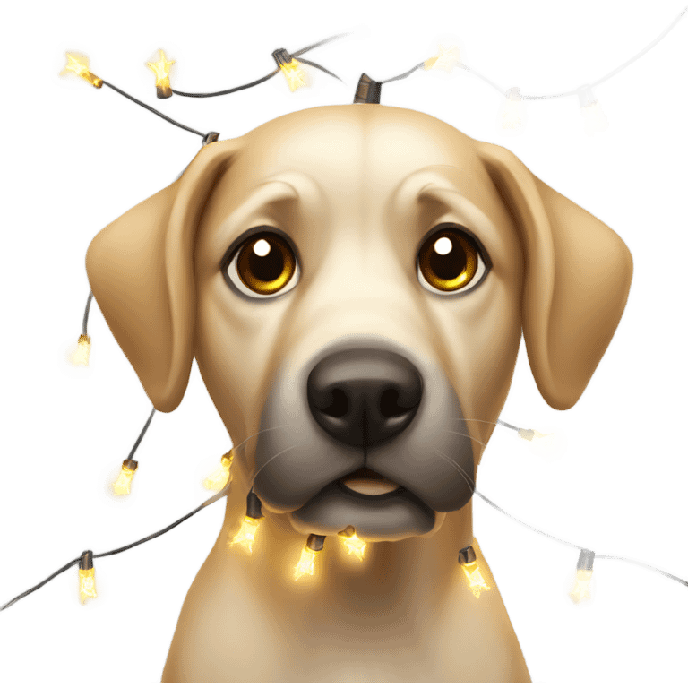 Dog with Christmas lights emoji