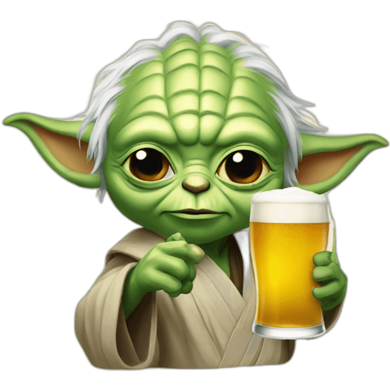 Yoda with a beer emoji