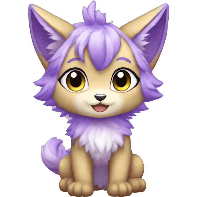 shiny, colorful, lavender-violet, gradient, Kemono-style, Chibi, Anthro-Fur-Sona-Fakémon, Full Body emoji