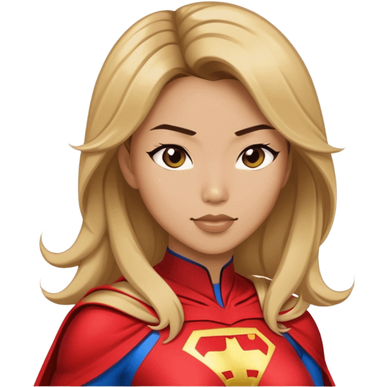 Asian superhero wife with brown hair and blonde highlights emoji