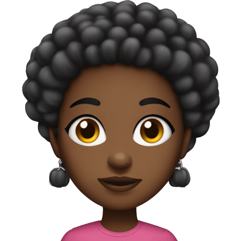 Black girl with big puff balls emoji