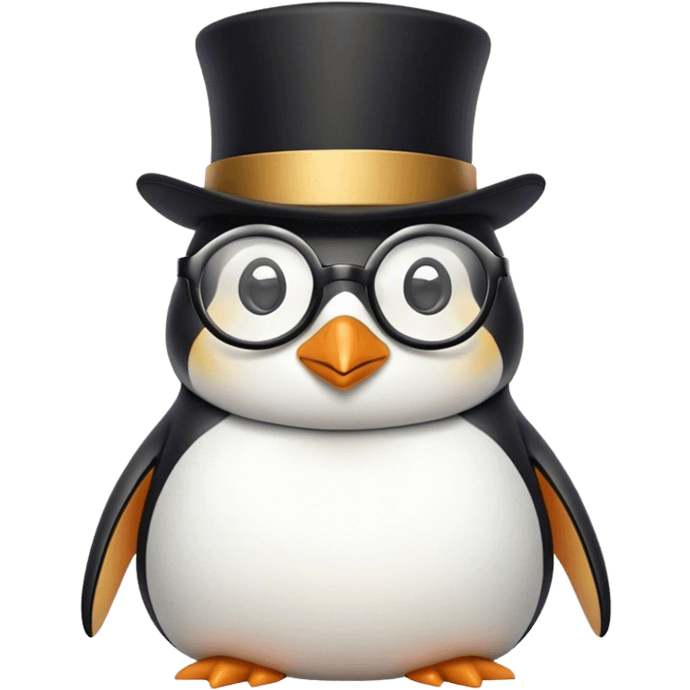 penguin with top hat and glasses emoji