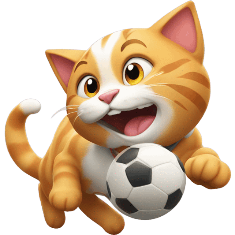 jolly cat playing football  emoji