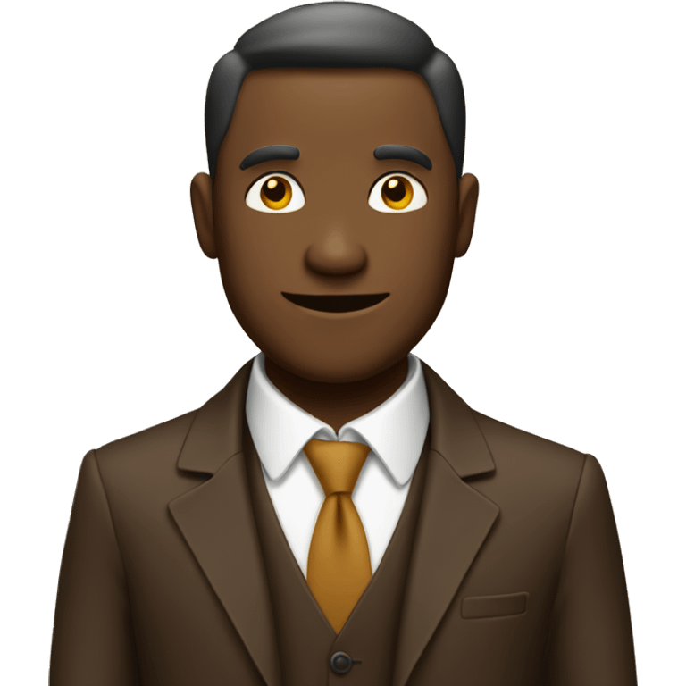 smartly dressed man in brown with phone  emoji