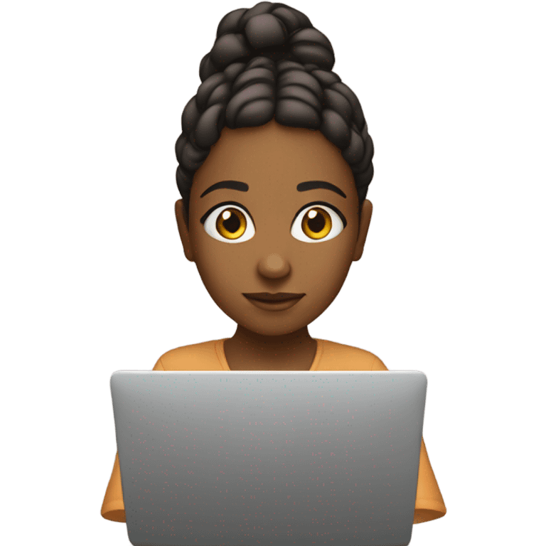 Pretty brown girl coding on a computer emoji