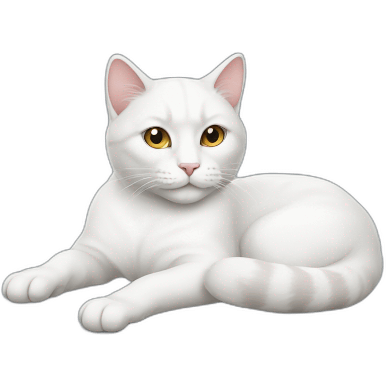 white cat lazing around emoji