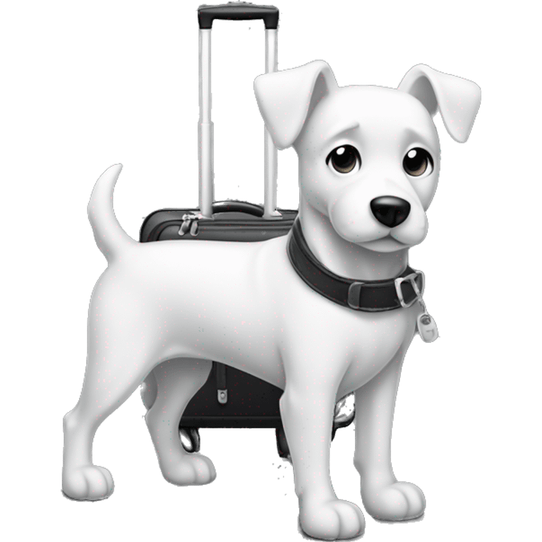 Mutt dog with suitcase black white  emoji