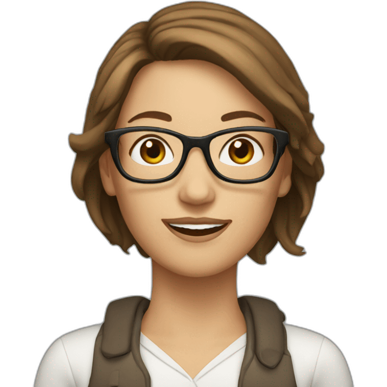 white woman with brown hair and glasses emoji